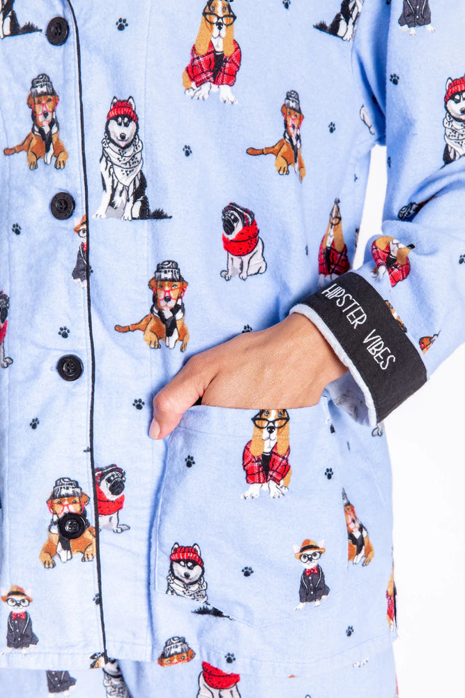 Flannel PJ Set - Hipster Dogs