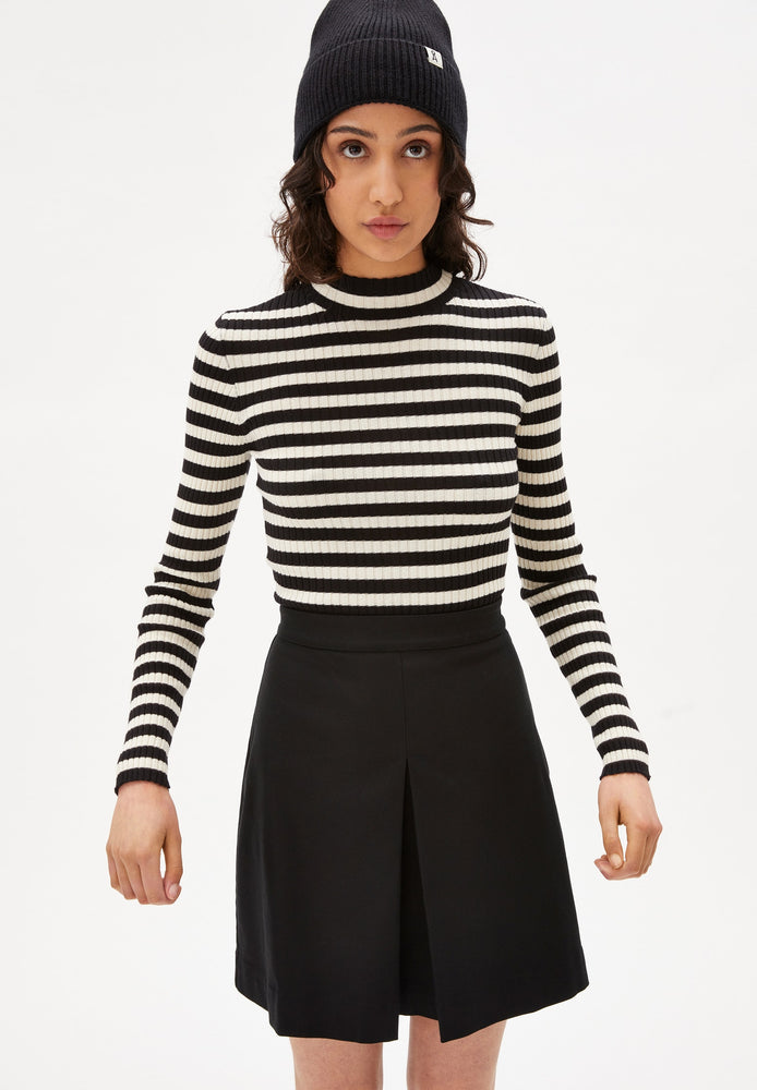 Alaani Striped Knit Pullover - Black/Oat Milk