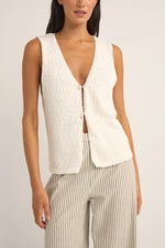 Adele Longline Knit Vest- White