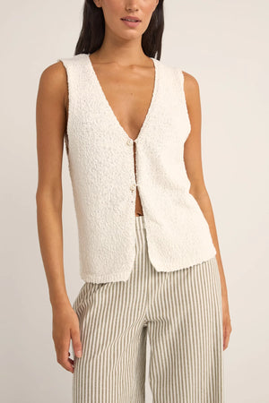 Adele Longline Knit Vest- White