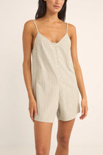 Valley Stripe Adjustable Romper- Ivy