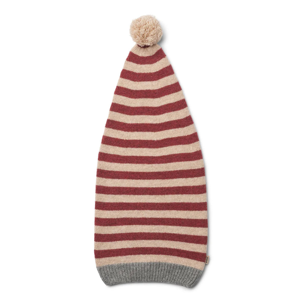 KNITTED CHRISTMAS HAT RED STRIPE