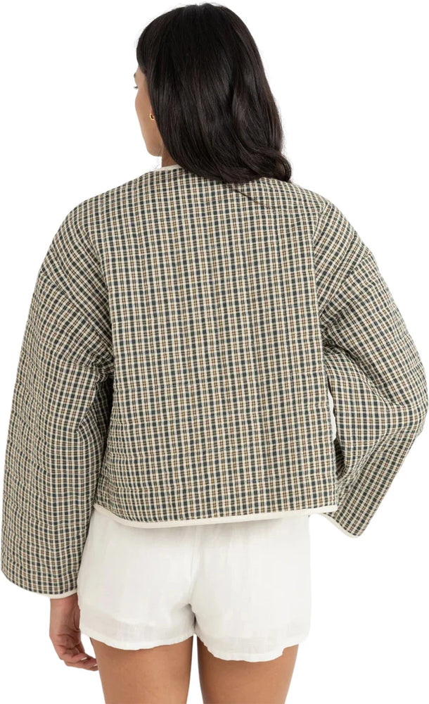 Antibes Plaid Quilted Jacket | Olive