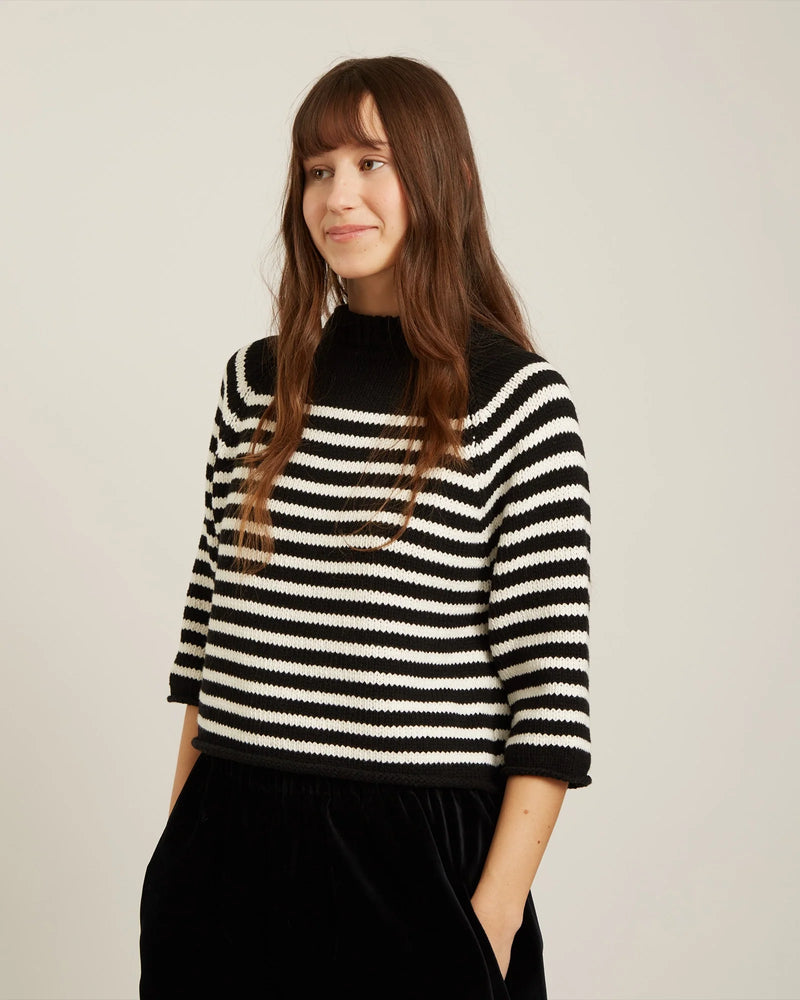 JEANNE cotton and cashmere sweater | Stripes Black + White