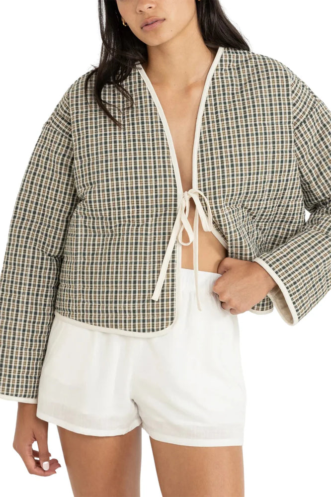 Antibes Plaid Quilted Jacket | Olive
