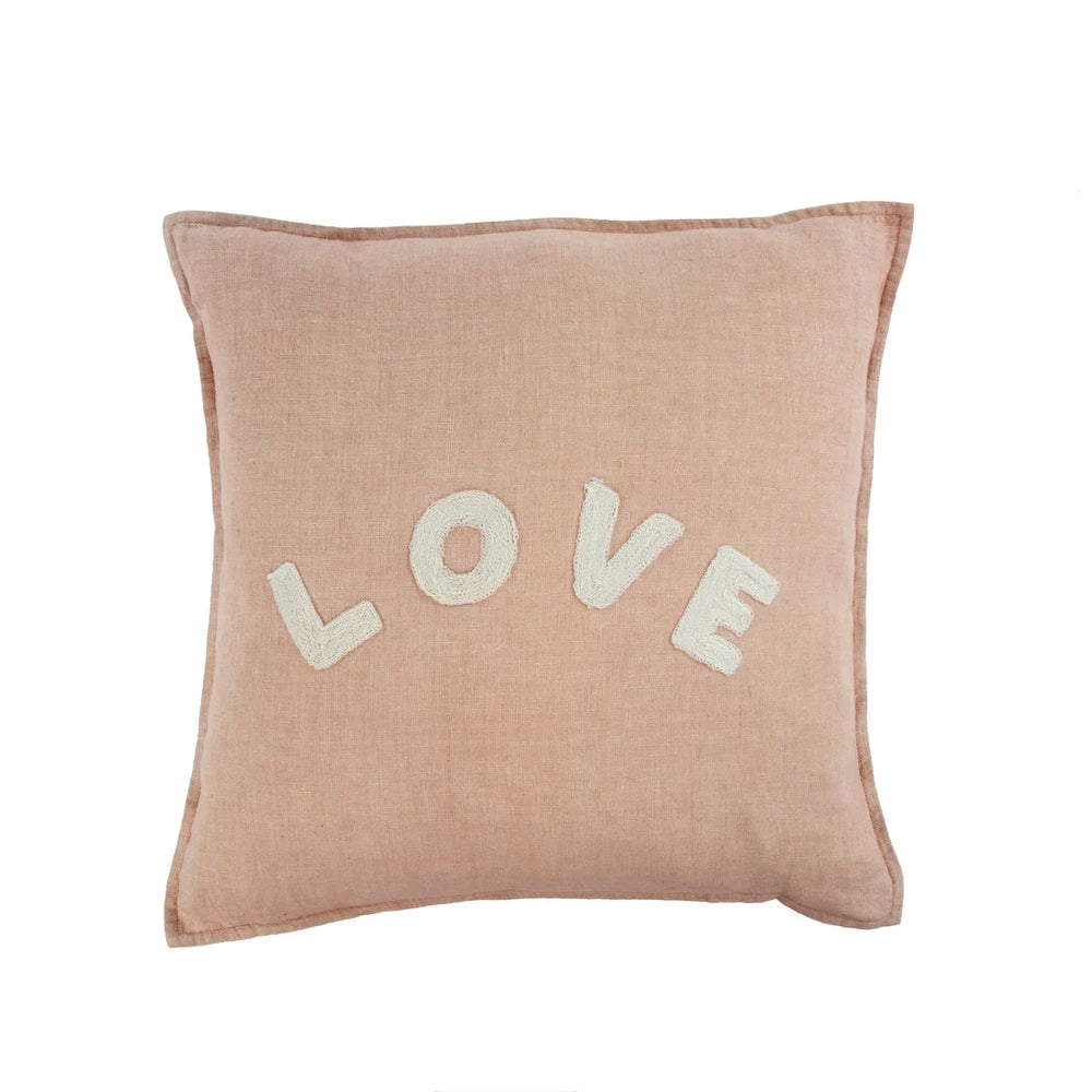 Love Linen Pillow - Pink