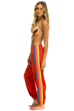 5 Stripe Sweatpants - Red / Neon Rainbow