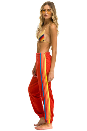 5 Stripe Sweatpants - Red / Neon Rainbow