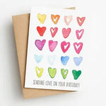 Sending Love Watercolour Hearts Birthday Card
