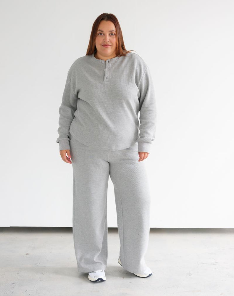 Waffle Henley Top - Grey