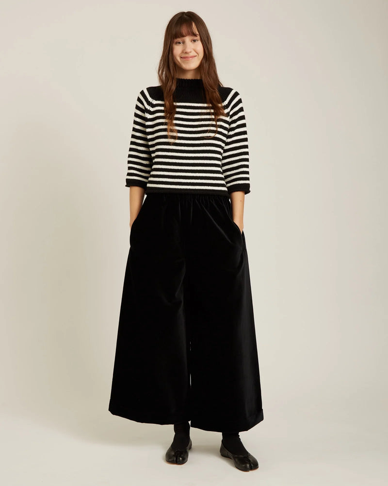 JEANNE cotton and cashmere sweater | Stripes Black + White