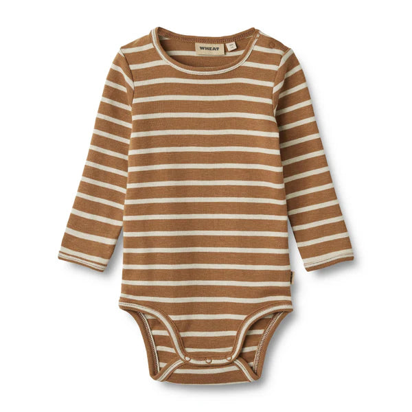 Berti Long Sleeve Bodysuit - Caramel Stripe