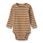 Berti Long Sleeve Bodysuit - Caramel Stripe