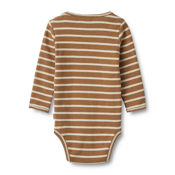 Berti Long Sleeve Bodysuit - Caramel Stripe