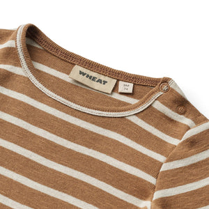 Berti Long Sleeve Bodysuit - Caramel Stripe