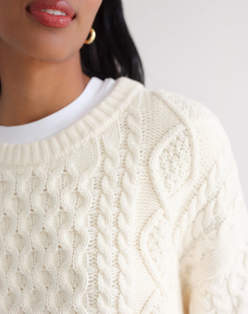 Irish Cable Knit Sweater - Cream