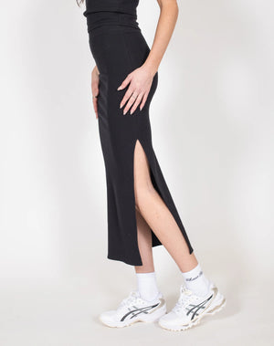 Ribbed Maxi Skirt - Black