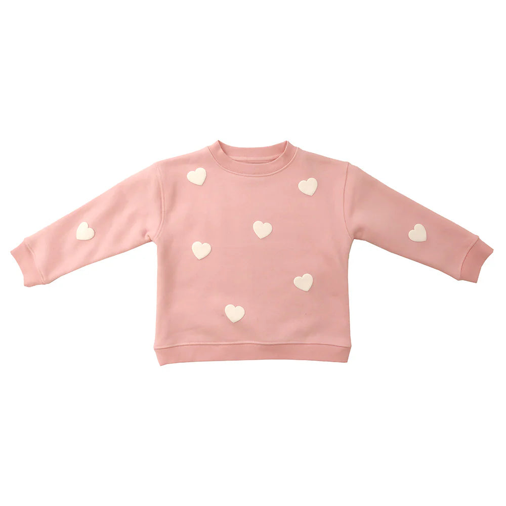 Kids All Over Heart Classic Crew | Pink