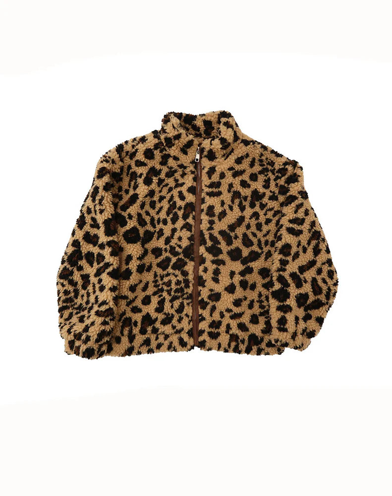 Kids Leopard Sherpa Jacket