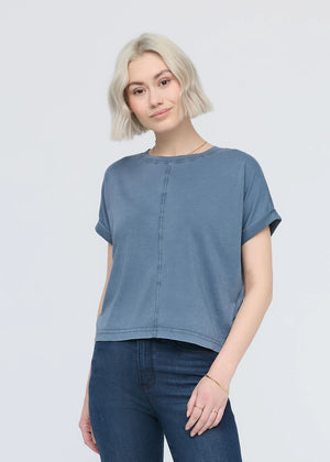 PurePima Vintage Dolman Tee - Washed Stone Blue