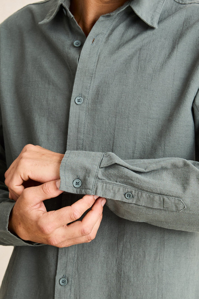 Classic Linen Ls Shirt Silver Pine