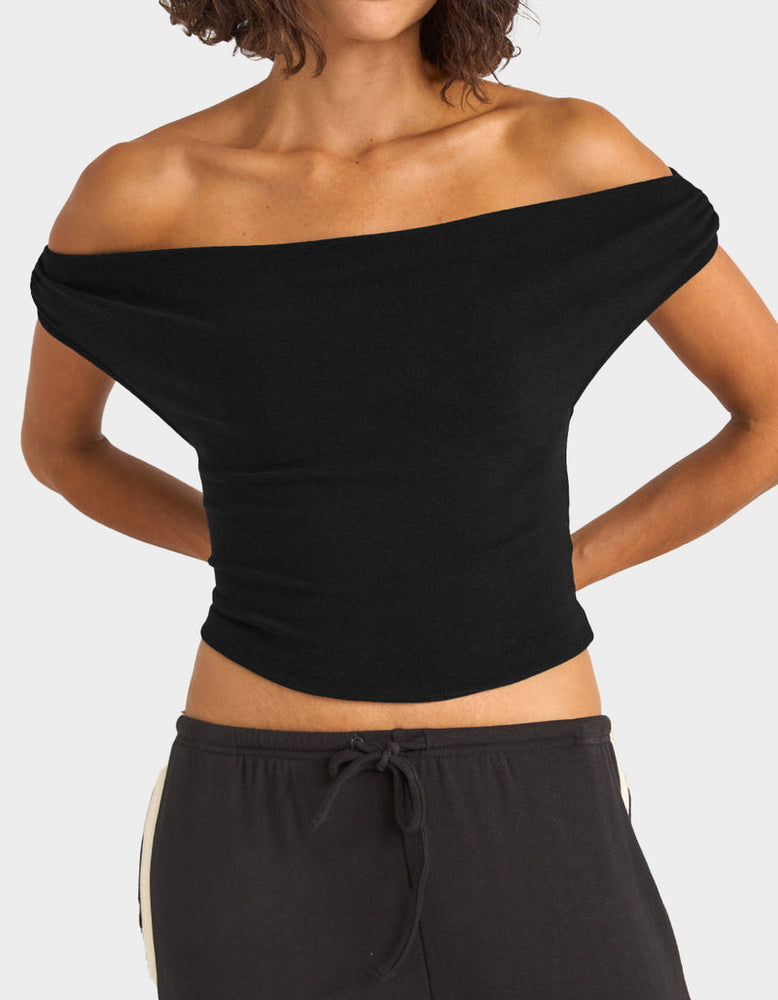 Juno Womens Off The Shoulder Top | Black