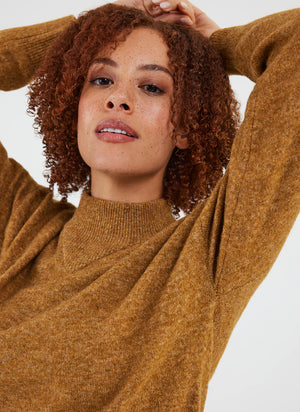 Anvik High Neck Sweater - Dijon Heather