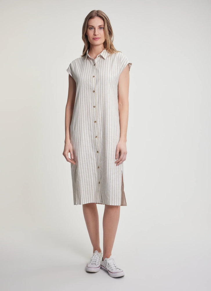 KELLY Shirt Dress | CABANA STRIPE-WHITE PEPPER