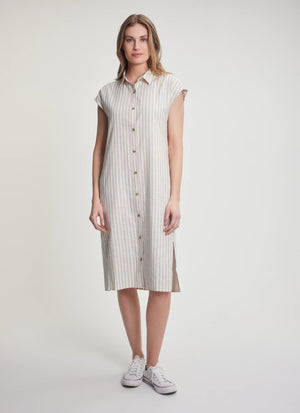 KELLY Shirt Dress | CABANA STRIPE-WHITE PEPPER