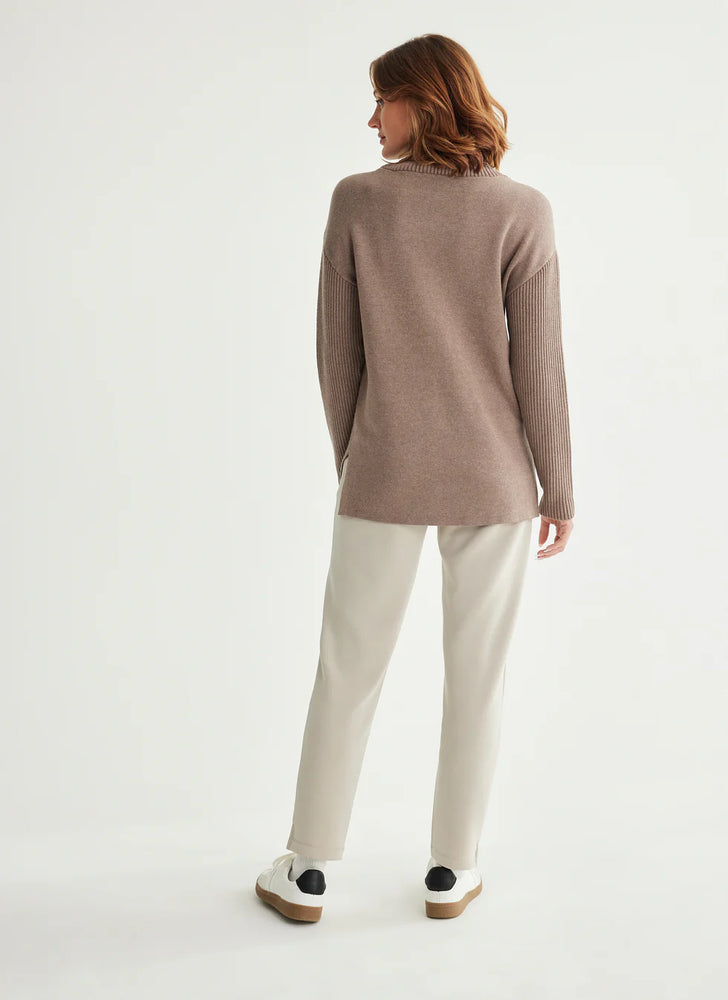 LUNA Turtle Neck Sweater-MOCHA HEATHER
