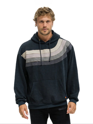 Wave Stripe 4 Relaxed Pullover Hoodie - Charcoal