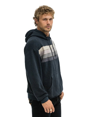 Wave Stripe 4 Relaxed Pullover Hoodie - Charcoal