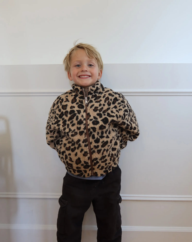 Kids Leopard Sherpa Jacket