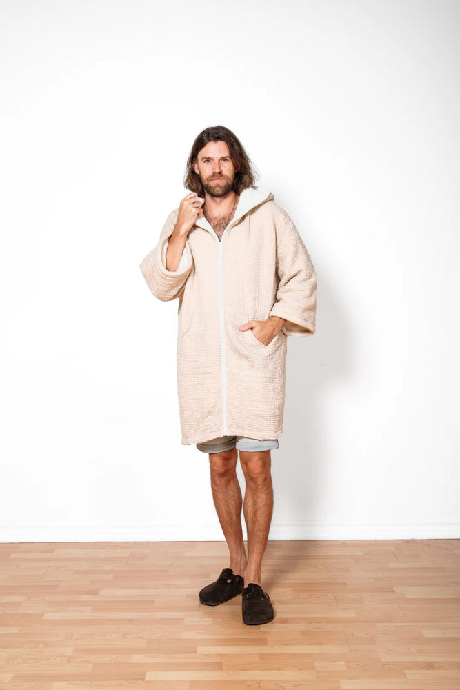 "The Polar" Unusex Zip Fleece Lined Poncho - Beige