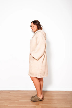 "The Polar" Unusex Zip Fleece Lined Poncho - Beige