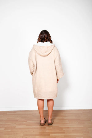 "The Polar" Unusex Zip Fleece Lined Poncho - Beige