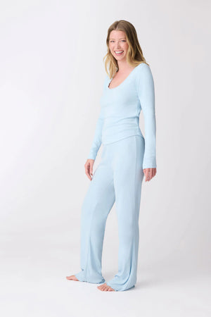 Pointelle Hearts Pants - Light Blue