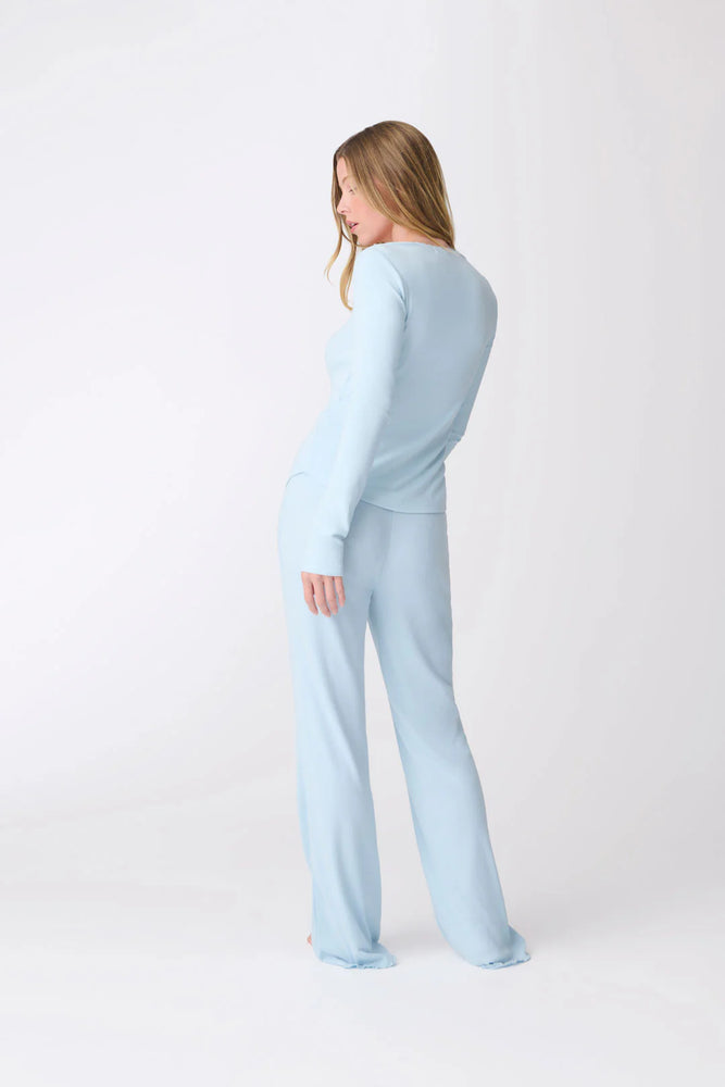 Pointelle Hearts Pants - Light Blue