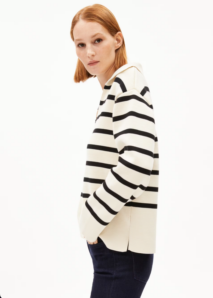 Frejiaas Striped Sweater - Oat Milk/Black