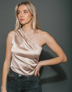 Satin One Shoulder Top - Champagne