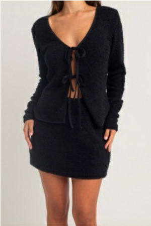 Sofia Boucle Mini Skirt- Black