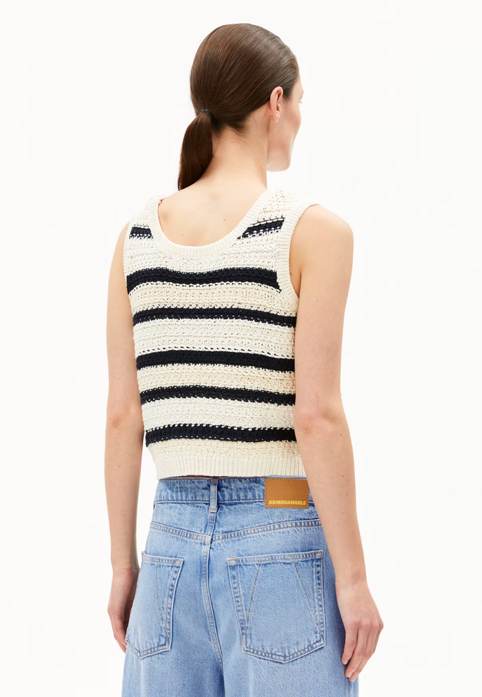 
            
                Load image into Gallery viewer, CLAAIRE STRIPES- raw white-night sky
            
        