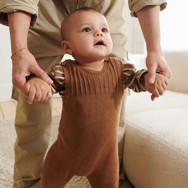 Berti Long Sleeve Bodysuit - Caramel Stripe