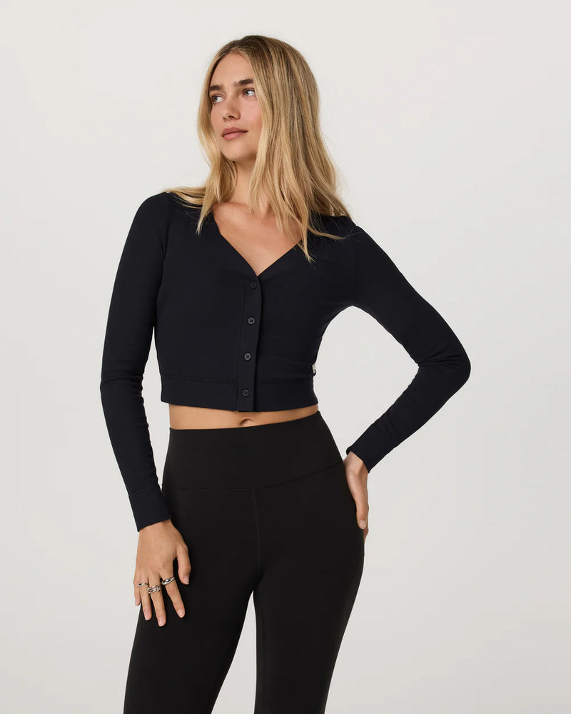 Long Sleeve Pose Mini Cardigan- Black