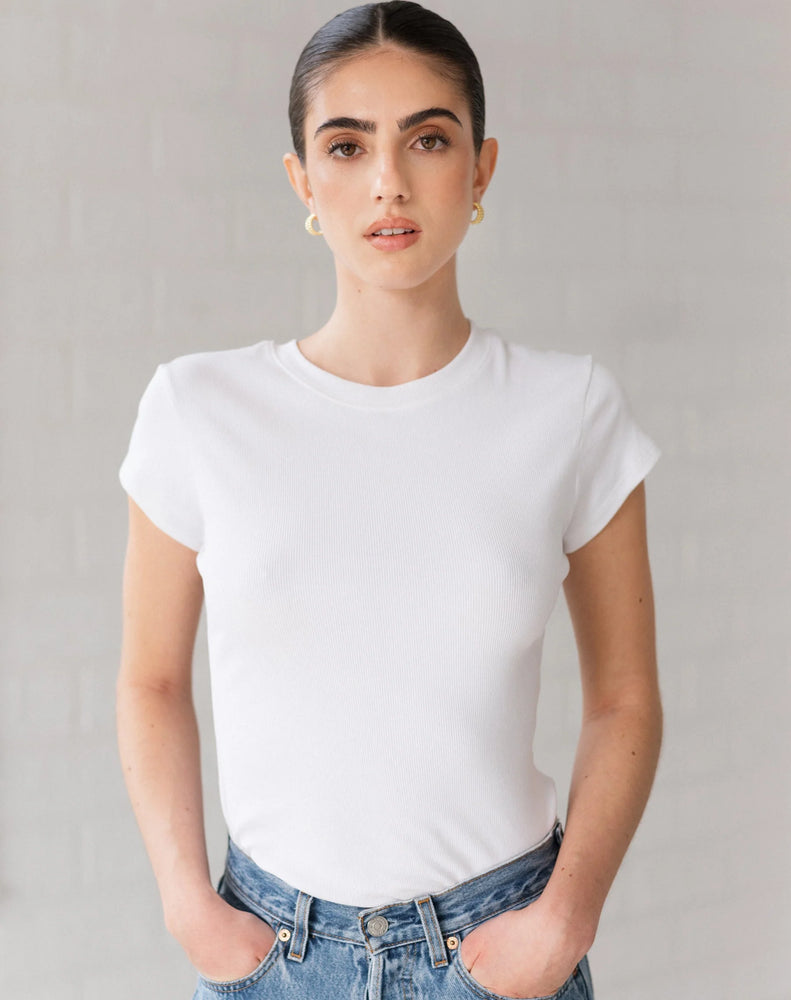 Ribbed Tee- white