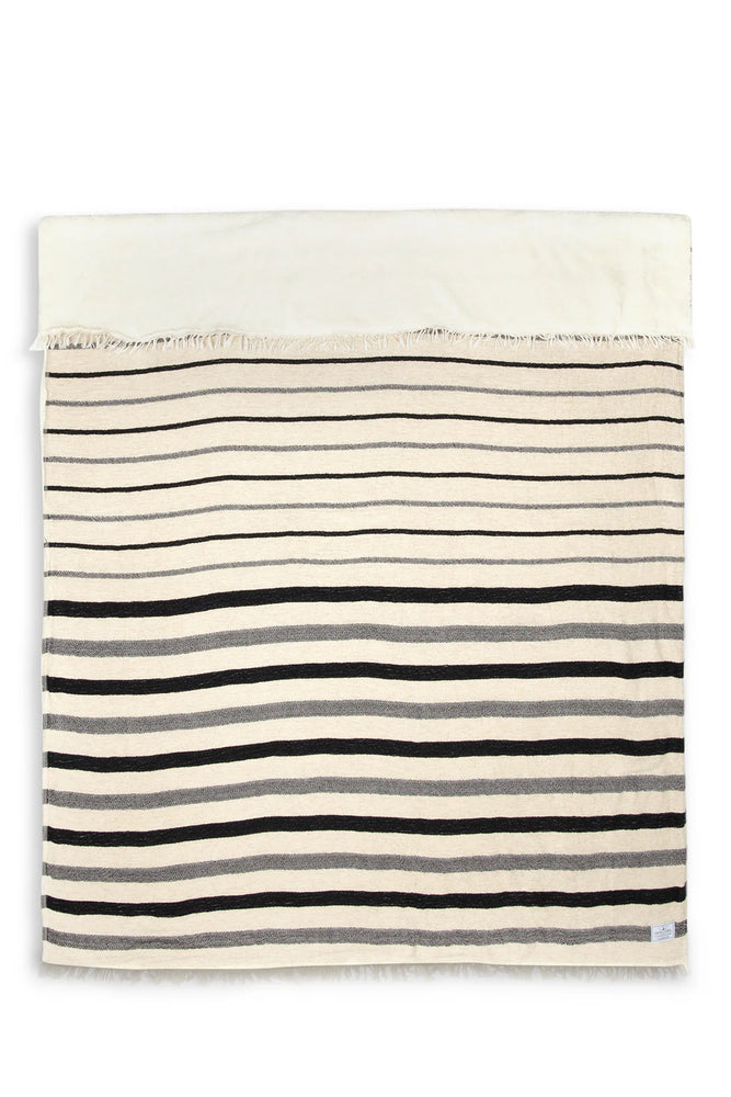 THE WINSLOW | Striped Linen Blend – Fleece Throw- White