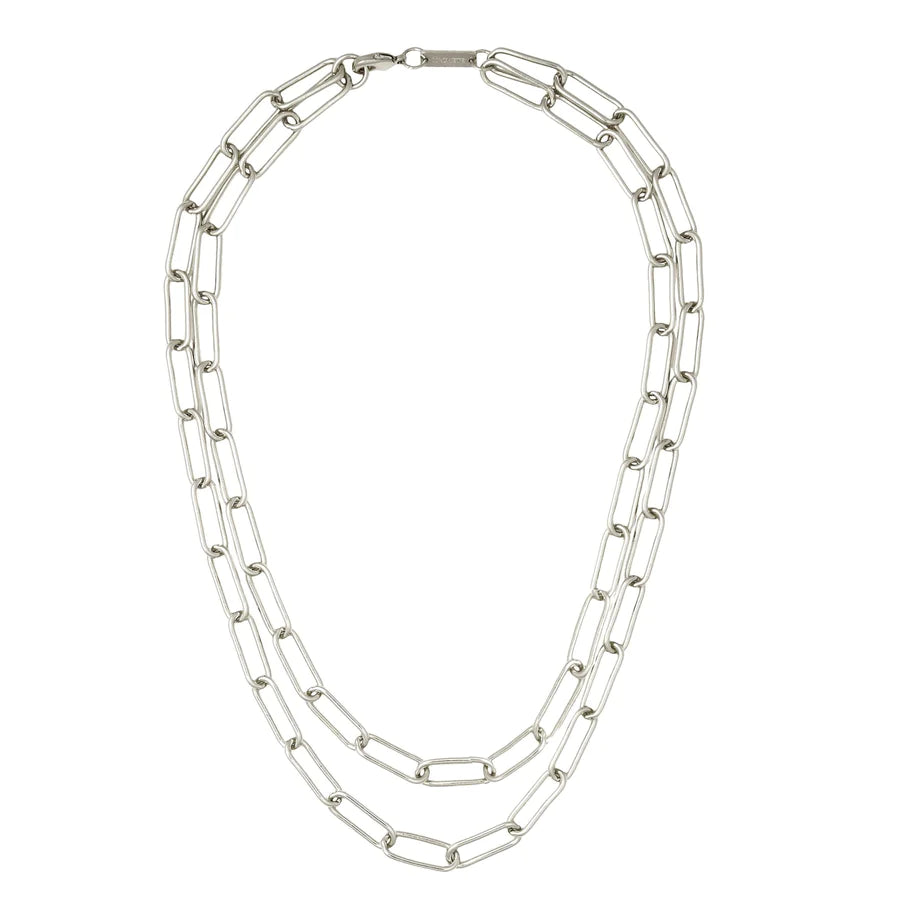 Paperclip Chain Layered Necklace in Silver