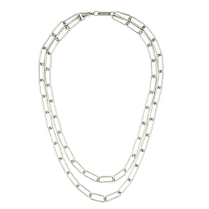 Paperclip Chain Layered Necklace in Silver