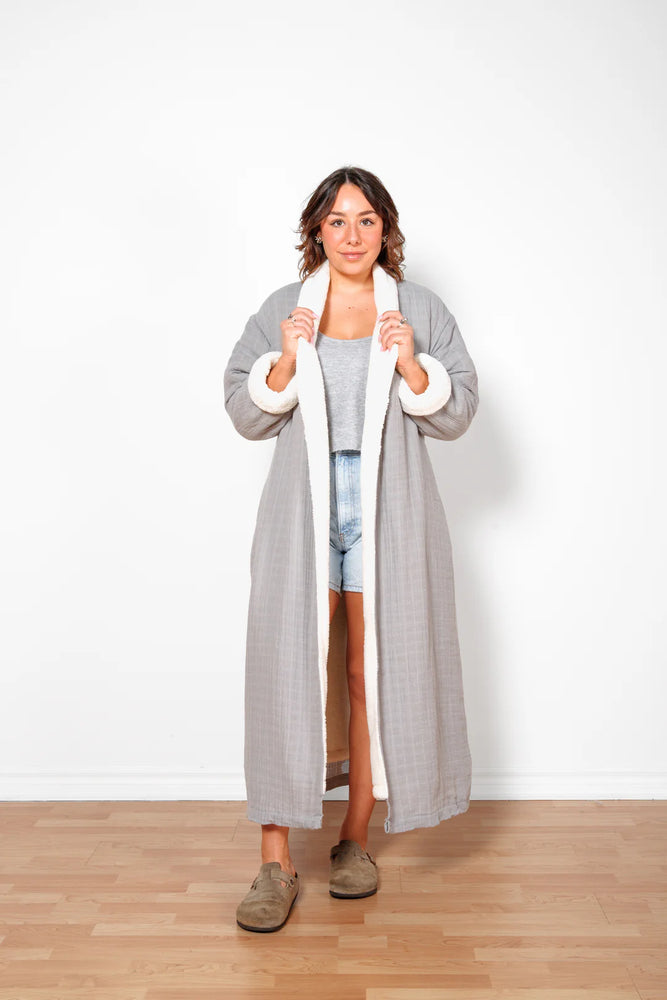 "The Boreal" Unisex Fleece Lined Robe - Grey