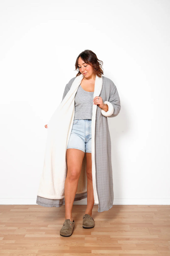 "The Boreal" Unisex Fleece Lined Robe - Grey